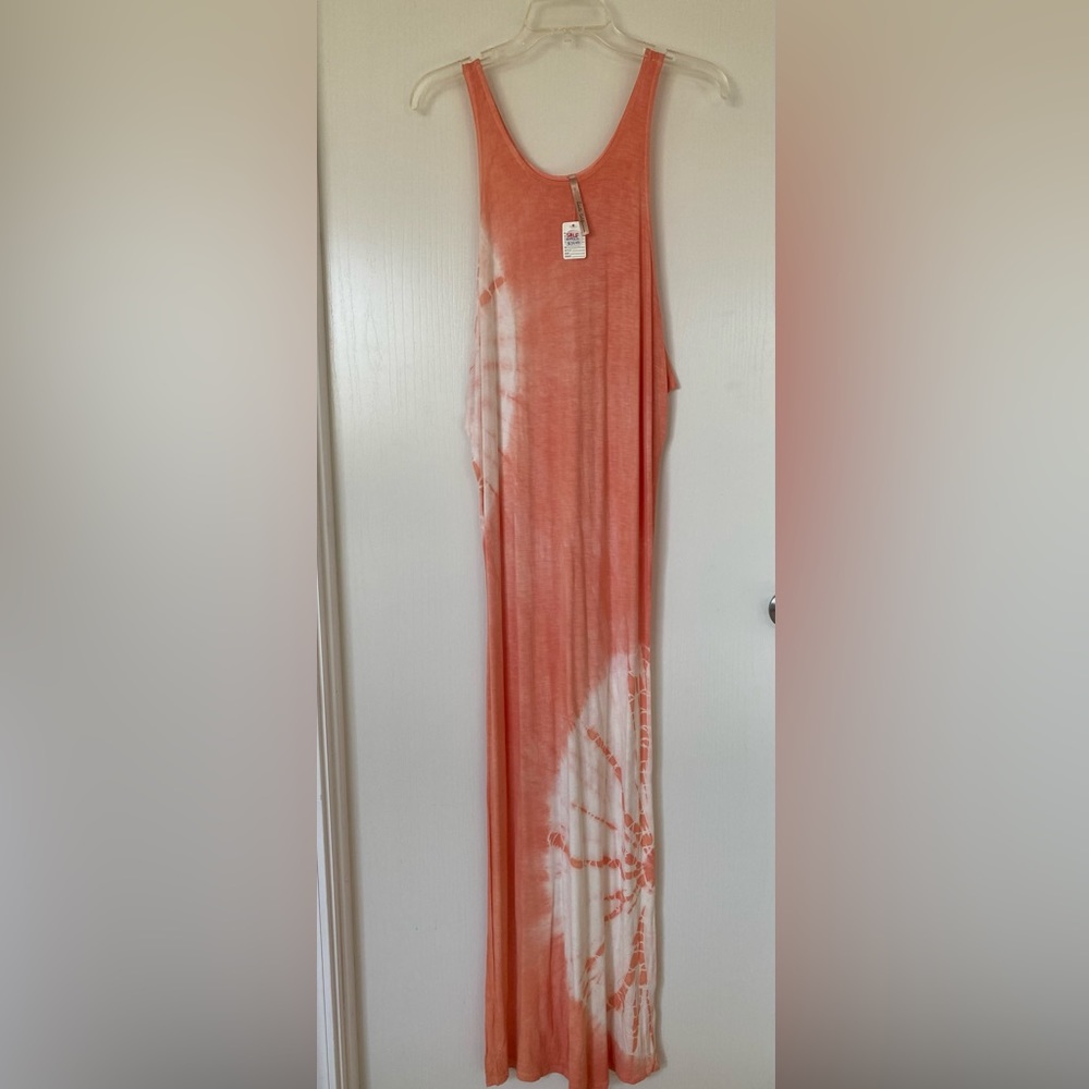 NWT peach tie dye maxi dress
